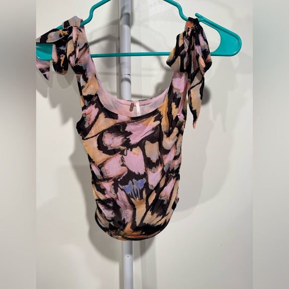 Free People Multicolor Tie-Shoulder Crop Top - Picture 5 of 8